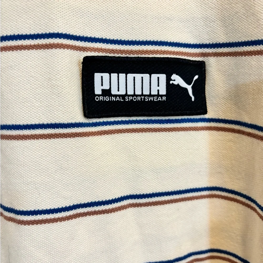 Puma Men's Beige Striped Tee - Picture 4 of 4